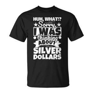 T-shirt Silver Dollars Lover unisex per adulti taglia media in cotone nero - Product Image 1