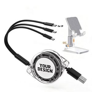 Cable de Carga USB Retráctil de Cobre Puro con Logotipo, 3 en 1, Regalos Promocionales Personalizados al por Mayor - Product Image 1