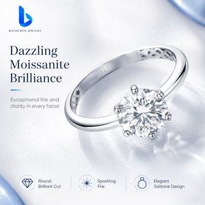 1 Carat D Color Moissanite Ring Jewelry <strong>Women</strong> 925 Sterling Silver Ring Wedding Engagement Fine Rings Wholesale Designer - Product Image 6
