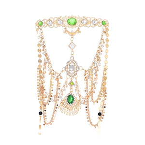 Boheemse Zwarte Kristal Gouden Kwastje Hanger Haarstuk Bruiloft Indian Accessoires Zigeuner Vrouwen Feest Sieraden Geschenken - Product Image 6