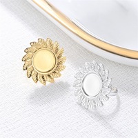 Anillo de Hoja de Girasol de Acero Inoxidable, Dorado y Plateado, Ajustable, para Uso Diario Bohemio y Regalos Festivos para Mujeres