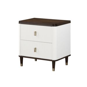 Carena White And Brown Nightstand With Usb Ports Modern Bedroom Storage <b>Drawer</b> Cabinet - Product Image 4