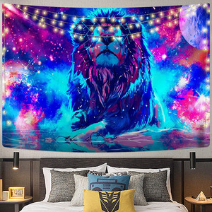 <span class=keywords><strong>Tapisserie</strong></span> <span class=keywords><strong>murale</strong></span> abstraite personnalisée motif Hippie, Lion, <span class=keywords><strong>espace</strong></span>, psychédélique, pour la décoration de la maison, 2020 - Product Image 5
