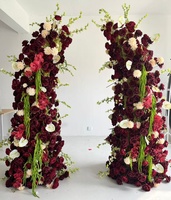 A-2043 Nouvelle Composition Florale Artificielle Colorée Blanc Bourgogne Vert Arche de Fleurs en Soie Artificielle Hydrangea pour Décoration de Mariage et Fêtes