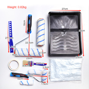 Màu vàng sọc 9inch 4 inch sơn Con lăn bọt Con lăn Kit sơn bàn chải Putty dao màu xanh khay scraper trường hợp khó khăn tùy chỉnh OEM - Product Image 1