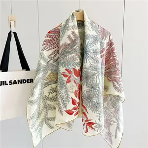 ग्रीष्मकालीन डिजिटल प्रिंटिंग लक्जरी महिला स्कार्फ कस्टम मुद्रित वैयक्तिकृत स्क्वायर 100% रेशम हिजाब स्कार्फ