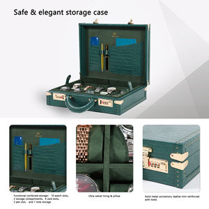 Luxus Custom Leder Herren Damen Leder uhr Travel <span class=keywords><strong>Box</strong></span> Trunk für 10 Uhren Display Aufbewahrung - Product Image 3