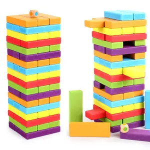 Educacional colorido madeira caindo torre empilhamento jogo construção equilíbrio blocos brinquedos madeira dominó mesa
