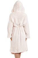 Albornoz de felpa de lujo suave para mujer, con capucha, para dormir, venta al por mayor, para adultos, de invierno, estilo sherpa, elegante, hasta la rodilla, personalizado