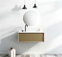 Mueble de Baño Moderno de PVC para Montar en la Pared con Lavabo de Cerámica para Hotel, Venta al Por Mayor 2026