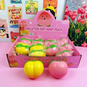 สินค้ามาใหม่ 12 ชิ้น/กล่อง ของเล่นบีบสควิชชี่รูปพีช ของเล่นบีบ PU ฟองน้ำเนื้อนุ่ม บีบแล้วคืนตัวช้า บรรเทาความเครียด ของเล่นบีบสควิชชี่รูปผลไม้พีช ของเล่นบีบสควิชชี่แบบฟิดเจ็ต - Product Image 1