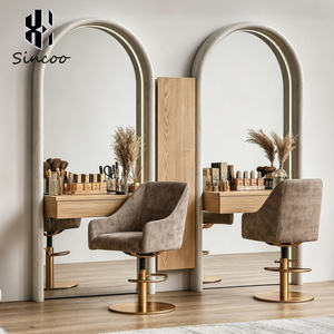 Luxury Full-Length Modern Commercial Salon Arched Recessed Wall <b>Mirror</b> with <b>Table</b> for Barber Shop - Product Image 1