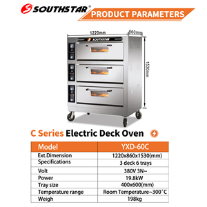 Four <span class=keywords><strong>à</strong></span> sole électrique Southstar 380V <span class=keywords><strong>à</strong></span> 3 niveaux avec vapeur et <span class=keywords><strong>pierre</strong></span> <span class=keywords><strong>réfractaire</strong></span> pour la cuisson de pizzas, maïs et fruits - Prix compétitif - Product Image 6