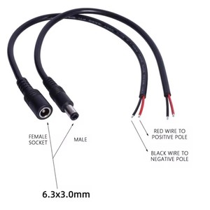 Enchufe macho DC6330 a Cable de extremo abierto 6,3mm x 3,0mm enchufe DC6330 Cable de coletas de alimentación para reparación de fuente de alimentación de Ordenador 1 pie - Product Image 4