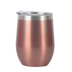 X0105 En gros, Gobelets de mariage personnalisés, Mug 'Egg' 12oz, Mug de voyage cadeau, Gobelet isotherme rose sous vide, Bouteille thermos, Gobelet à vin avec couvercle et paille - Product Image 4