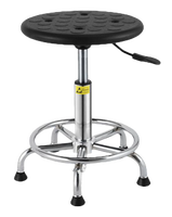 Tabouret de laboratoire antistatique fiable à hauteur réglable, avec pieds en caoutchouc PU conducteur bleu, pour inspection hospitalière et mobilier de salle blanche