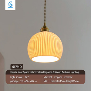 Lampada a Sospensione Moderna in Ceramica E27 con Base in Ottone, Illuminazione a Soffitto per Cucina e Isola, Luminosa e Salva-Vista - Product Image 1