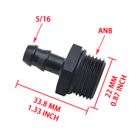 Nuevo Adaptador de Manguera de Combustible JIAX AN8 Flare 5/16" Barb, de Aluminio Aeroespacial 6061-T6, Ligero, con Cierre a Presión, Acabado Anodizado Negro, 4000 PSI