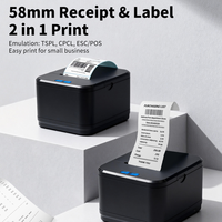 Mini imprimante thermique sans encre de 2 pouces SR5808, imprimante de codes-barres et QR de 58 mm, interface USB/sans fil, en stock
