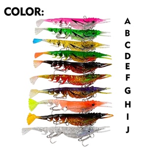 Appât souple multi-articulé en forme de <span class=keywords><strong>crevette</strong></span> avec hameçon triple renforcé, 103 mm, 11,2 g, 10 couleurs, avec paillettes, pour la pêche en eau salée - Prix abordable - Product Image 2