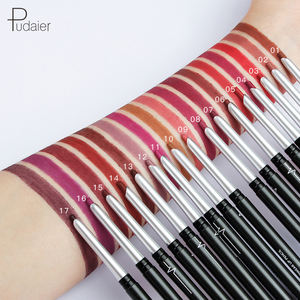Muestra gratis de Pudaier, 17 colores, delineador de labios mate resistente al agua, lápiz labial ultrafino suave de larga duración, lápiz labial MATE DE ALTO pigmento - Product Image 1