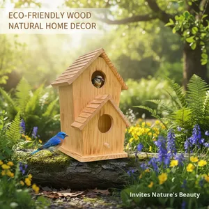 בית ציפורים וקן מעץ אקולוגי חדש, חוצה גבולות, לשימוש חיצוני, מתאים לציפורים קטנות ותוכים, לכל עונות השנה - Product Image 3