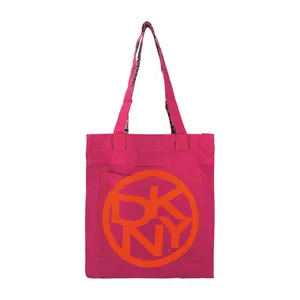 Factory Retail D K N Y Logo Shopping Bag Good Quality Digital Print Rose Red Cotton Shopping Bag