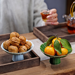 Plateau à fruits en céramique de style chinois, à pieds hauts, en forme de fleur, en porcelaine, pour mariage, pour servir des fruits, des noix et des fruits secs - Product Image 3