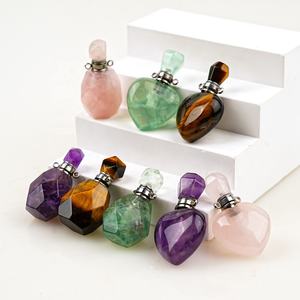 Pendentif en <span class=keywords><strong>pierre</strong></span> brute d'améthyste, <span class=keywords><strong>pierre</strong></span> semi-précieuse naturelle, pour flacon de parfum, énergie, huile essentielle, décoration - Product Image 1