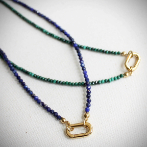 Collier ras du cou minimaliste pour femme en pierres précieuses perlées, collier superposé en <span class=keywords><strong>lapis</strong></span>-<span class=keywords><strong>lazuli</strong></span> bleu de 3 mm <span class=keywords><strong>avec</strong></span> fermoir mousqueton - Product Image 5