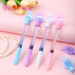 Креативная милая ручка-карандаш с блестками и жидким песком в стиле каваи, с эффектом бабочки, гель-ручка с блестками и переливающимся песком, нейтральная ручка-карандаш - Product Image 2