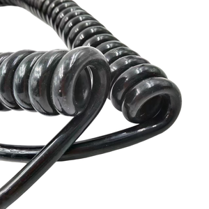 Cable de extensión de alimentación de resorte negro espiral telescópico, núcleo de cobre, Cable retráctil elástico, bobina retráctil - Product Image 2