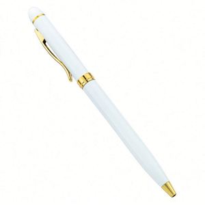 Wholesale 1.0Mm Custom Logo Student Smooth Writing Hotel Conference Gift Promotional Business Twist Metal <b>White</b> Ballpoint <b>Pen</b> - Product Image 1