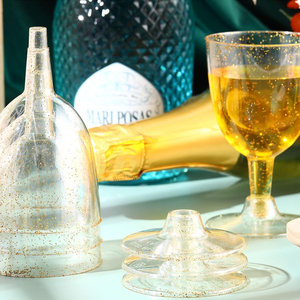 Vasos Desechables Transparentes de Plástico con Purpurina Dorada, Libres de BPA, de 5 oz, para Celebraciones al Aire Libre, Fiestas y Catering - Product Image 2