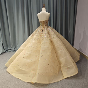 Jancember 6606 cristal strass doré Empire robe de bal robes de soirée - Product Image 4