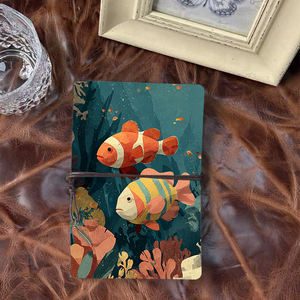 Cuaderno A6 de estilo vintage con colgante de corbata Hecho a mano 160 páginas Regalo ideal <span class=keywords><strong>para</strong></span> clientes corporativos con <span class=keywords><strong>peces</strong></span> Corales Plantas marinas - Product Image 1