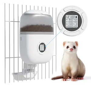 Petwant新R & D设计1.8L可视笼自动笼小动物兔子食物分配器，带不锈钢碗边