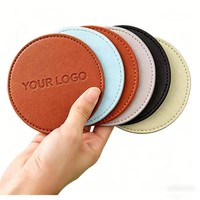 Sous-verres ronds en cuir PU écologique de 10 cm de diamètre, personnalisables, impression directe usine, pour tasses à café et dessus de table