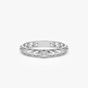 Anillo Moderno con Diamante Único, Oro Rosa de 14k con Baño de Rodio, Corte Brillante VS, 0.07 CT, Diamantes Naturales Certificados, Bajo MOQ, Ético, ODM - Product Image 2