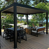 Pérgola independiente de aluminio para patio trasero, espacio exterior para vivir y cenar