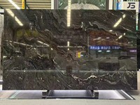 Dalles de pierre de luxe Neptune, fond noir avec veines argentées et blanches pour îlot de cuisine et mur d'accentuation de luxe