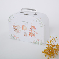 Valise de fête pour nouveau-né, personnalisable avec logo, réutilisable, en carton gris, finition mate, en forme de cœur, pour aliments