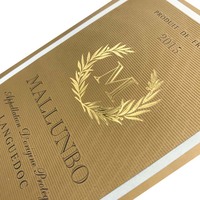 Etiqueta de vino tinto con relieve metálico, pegatina de botella de vidrio, Whisky, Vodka, lámina dorada