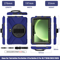 Étui de tablette antichoc rotatif à 360 degrés pour Samsung Galaxy Tab Active 5 Pro 10.1 2025 X350 avec bandoulière