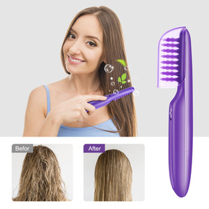 Cepillo Eléctrico Desenredante Morado para Uso en Seco y Húmedo, con Cerdas de Nylon, Material ABS, Funciona con Batería, Herramienta para el Cuidado del Cabello - Product Image 1