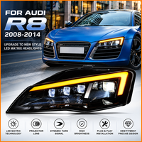 Pour Audi R8 2008-2014 : Ensemble de phares LED avec feux de jour, 4 lentilles, faisceau matriciel et clignotants séquentiels – Pièce de remplacement