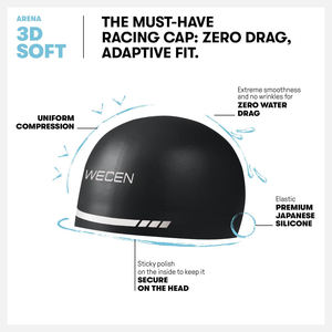 WECEN 3D doux unisexe adulte Silicone dôme <span class=keywords><strong>bonnet</strong></span> <span class=keywords><strong>de</strong></span> <span class=keywords><strong>bain</strong></span> pour hommes et femmes natation entraînement course <span class=keywords><strong>bonnet</strong></span> <span class=keywords><strong>de</strong></span> <span class=keywords><strong>bain</strong></span> nageurs <span class=keywords><strong>de</strong></span> compétition - Product Image 3
