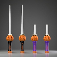 Baguette lumineuse LED citrouille télescopique pour Halloween, bâton lumineux clignotant en plastique non toxique pour cadeaux de fête d'enfants, vente en gros