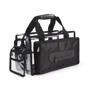 Сделанный на заказ прозрачный рюкзак OEM логотип прозрачный за кулисами приятель прозрачный ПВХ Макияж сумка для съемок с плечевым ремнем