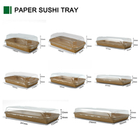 Logo personnalisé Papier Kraft Rectangulaire Léger Salade Sushi Boîte Plateau À Emporter Papier Sushi Dessert Boîte Avec Couvercle